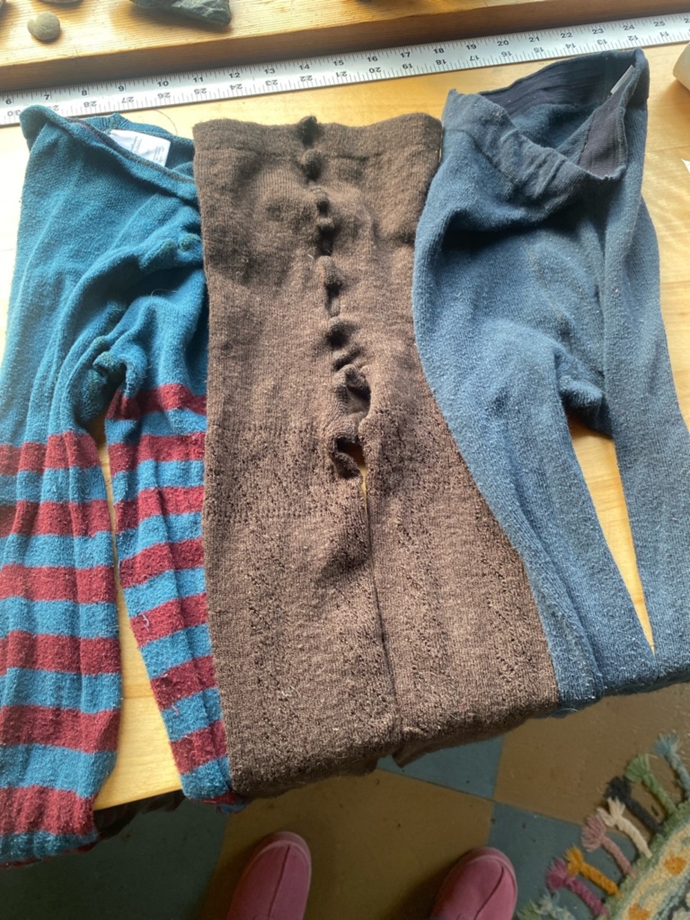 Cozy Women’s Wool-Blend Leggings in Brown, Teal and Blue